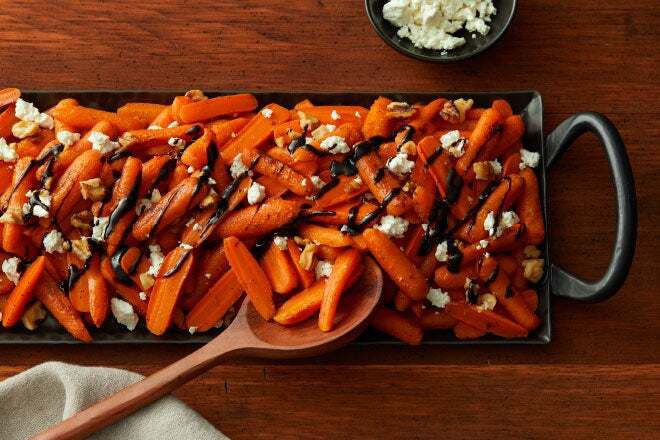Roasted Baby-Cut Carrots with Coffee-Balsamic Drizzle